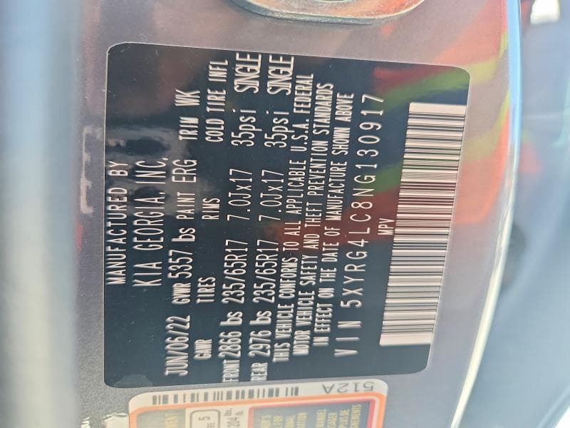 2022 KIA SORENTO LX 13