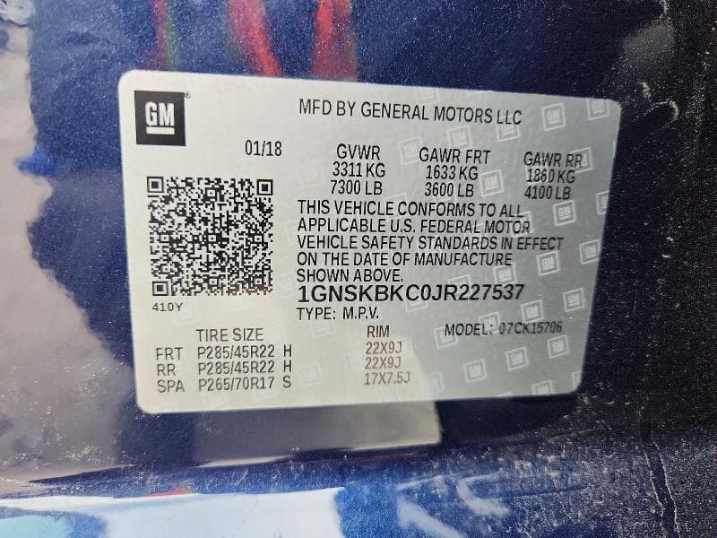 2018 CHEVROLET TAHOE K1500 LT K1500 LT 13