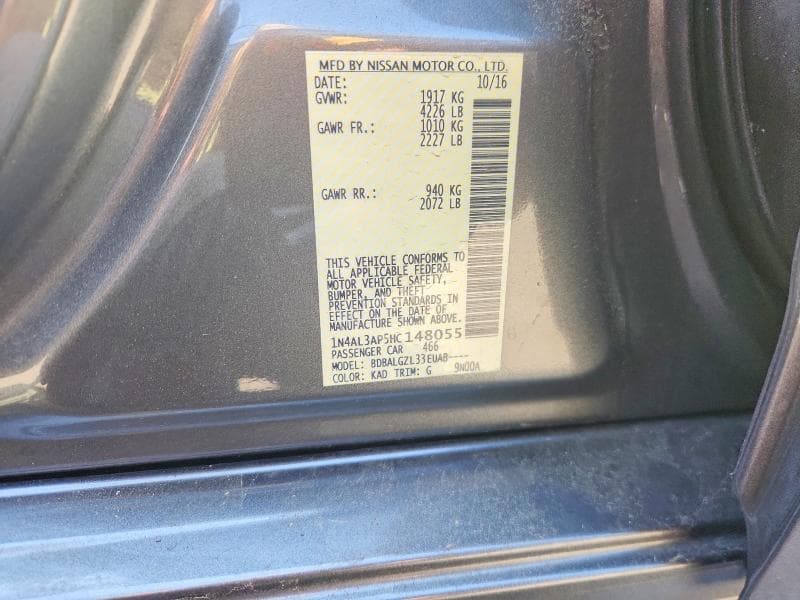 2017 NISSAN ALTIMA 2.5 S 2.5 S 13