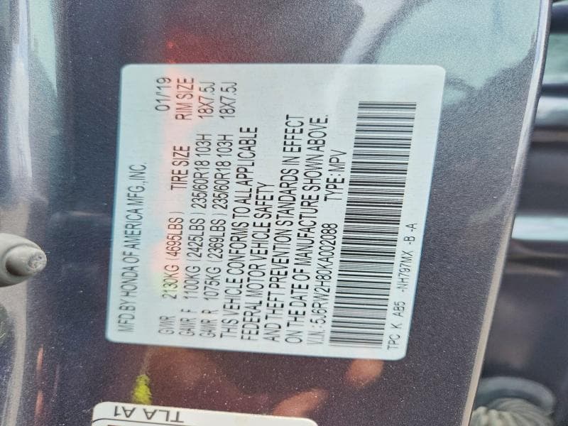 2019 HONDA CR-V EXL EXL 14