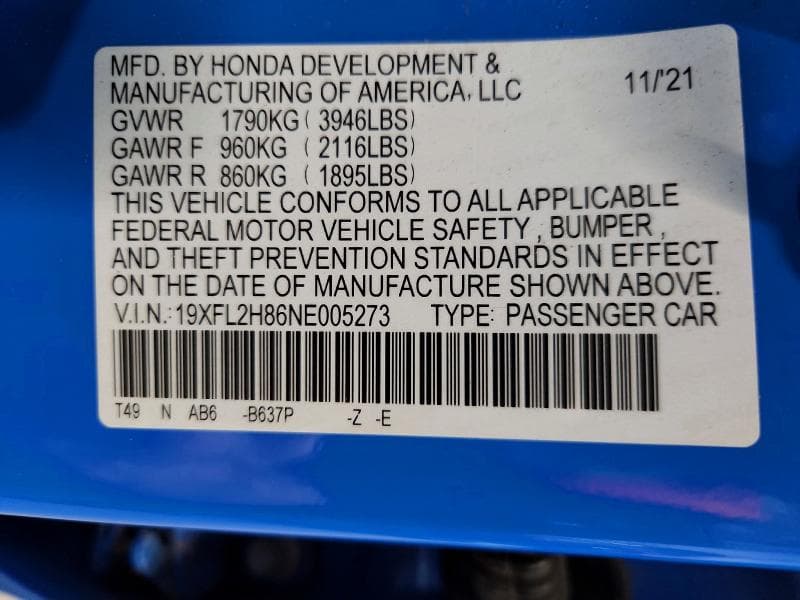 2022 HONDA CIVIC SPORT 12