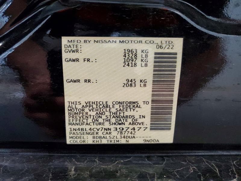 2022 NISSAN ALTIMA SR 12