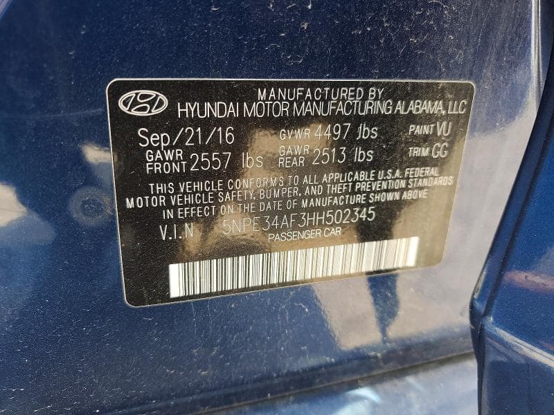 2017 HYUNDAI SONATA LIMITED LIMITED 12