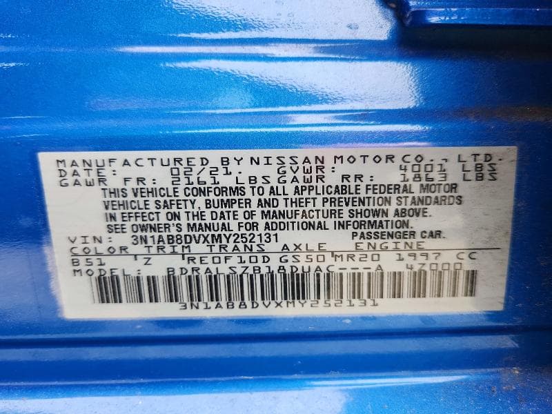 2021 NISSAN SENTRA SR SR 12