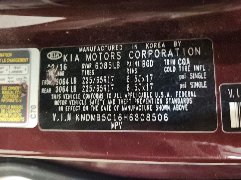 2017 KIA SEDONA LX LX 14