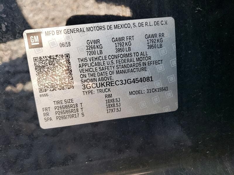 2018 CHEVROLET SILVERADO K1500 LT K1500 LT 12