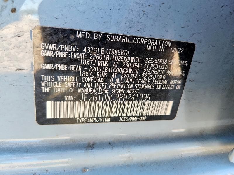 2023 SUBARU CROSSTREK LIMITED 12