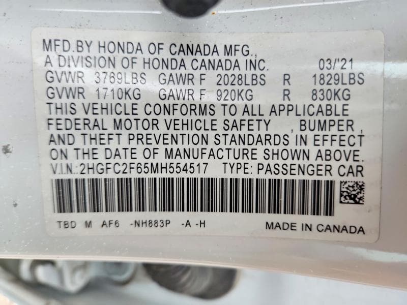 2021 HONDA CIVIC LX 12