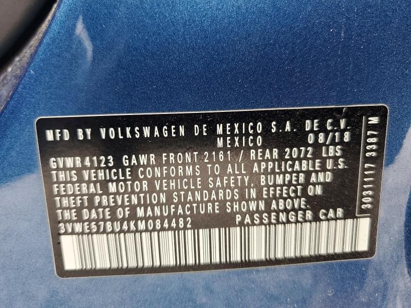 2019 VOLKSWAGEN JETTA SEL SEL 12