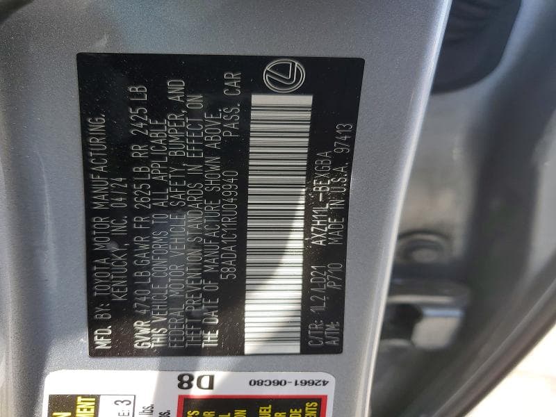 2024 LEXUS ES 300H BASE 12