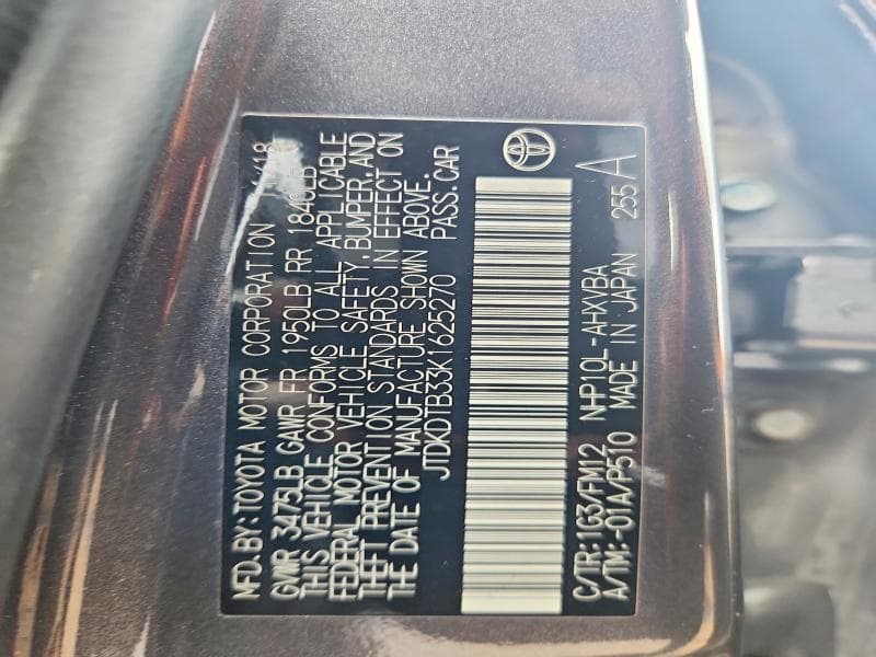 2019 TOYOTA PRIUS C L L 12