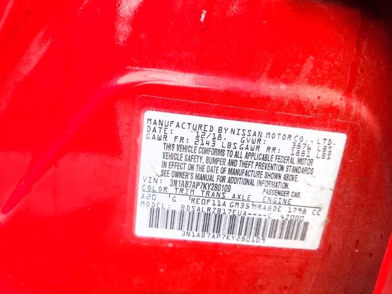 2019 NISSAN SENTRA SR 12
