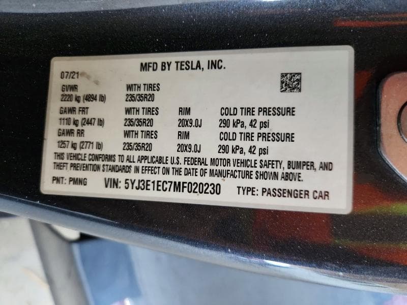 2021 TESLA MODEL 3 12
