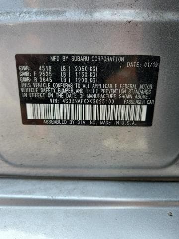 2019 SUBARU LEGACY 2.5I PREMIUM 2.5I PREMIUM 13