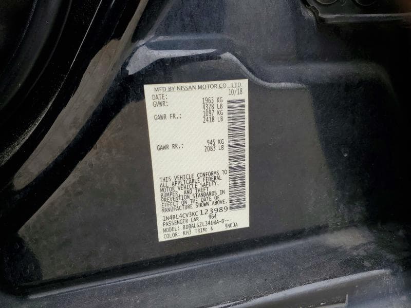 2019 NISSAN ALTIMA SR SR 12