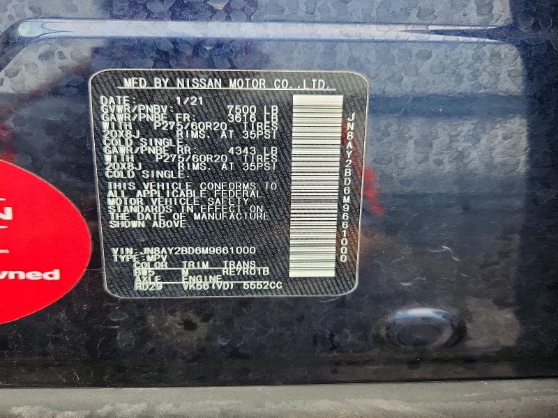 2021 NISSAN ARMADA SL 14