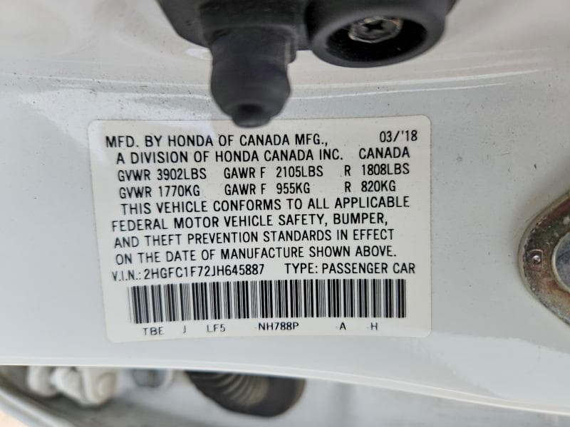2018 HONDA CIVIC EXL 12