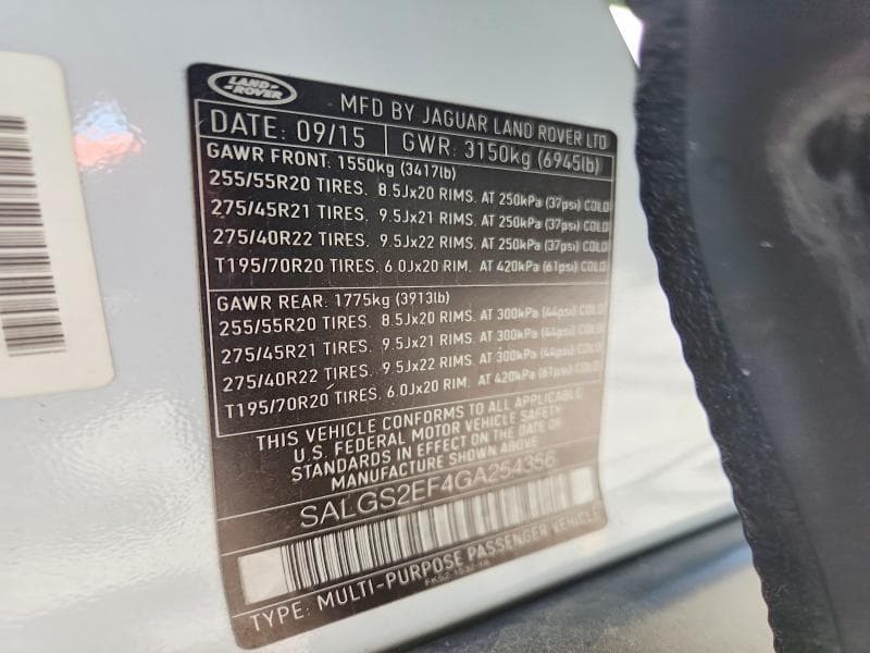 2016 LAND ROVER RANGE ROVER SUPERCHARGED SUPERCHARGED 13