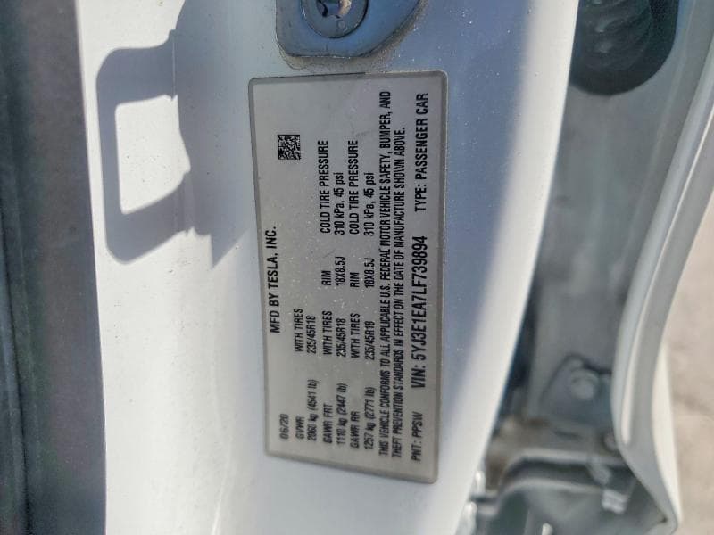 2020 TESLA MODEL 3 12
