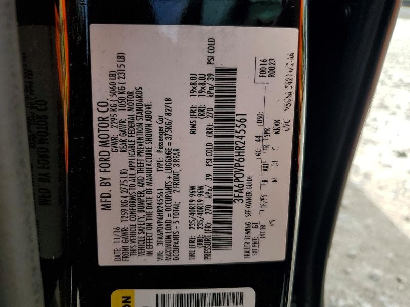 2017 FORD FUSION SPORT SPORT 12