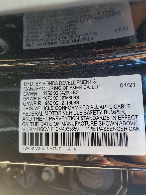 2021 HONDA ACCORD LX 12