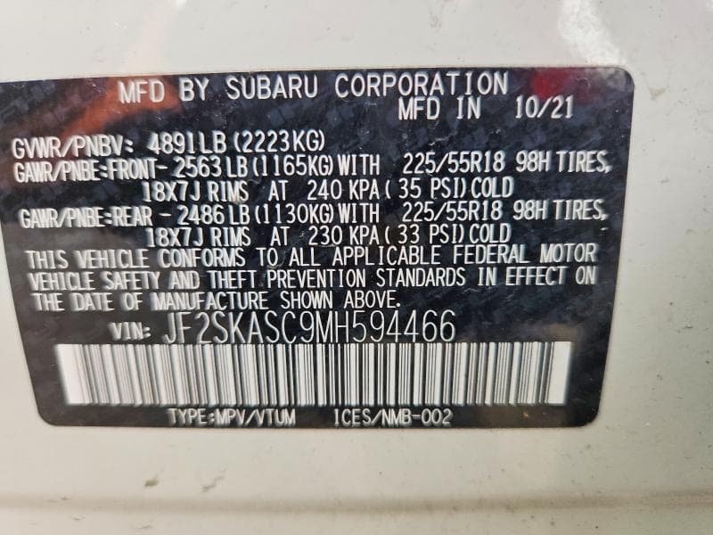 2021 SUBARU FORESTER LIMITED 14