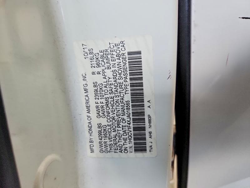 2018 HONDA ACCORD EX 12