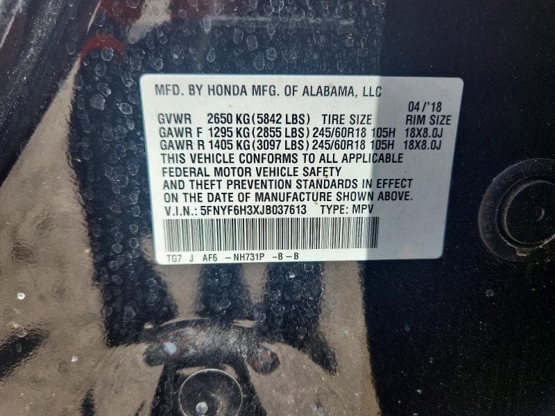 2018 HONDA PILOT EX 13