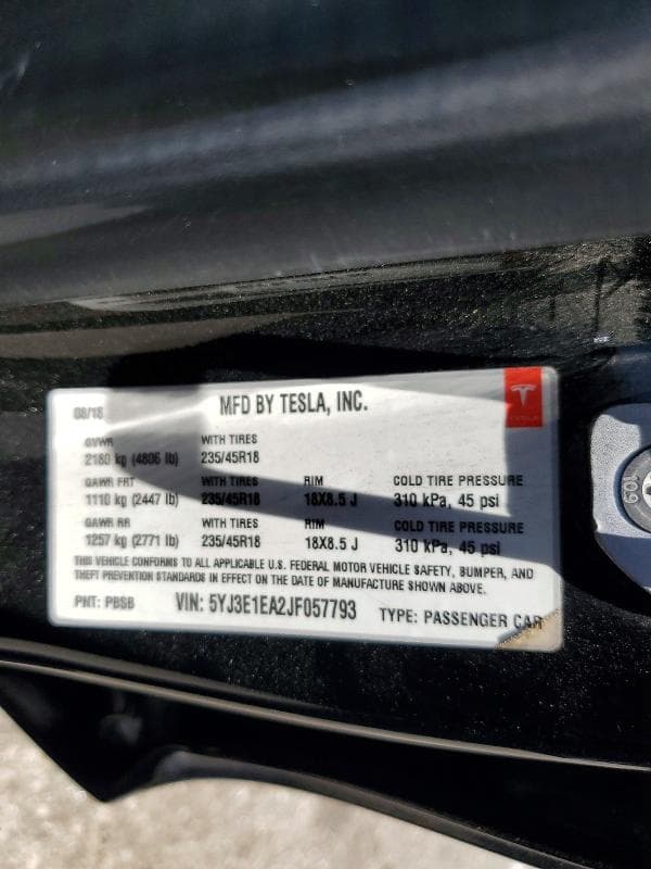 2018 TESLA MODEL 3 12