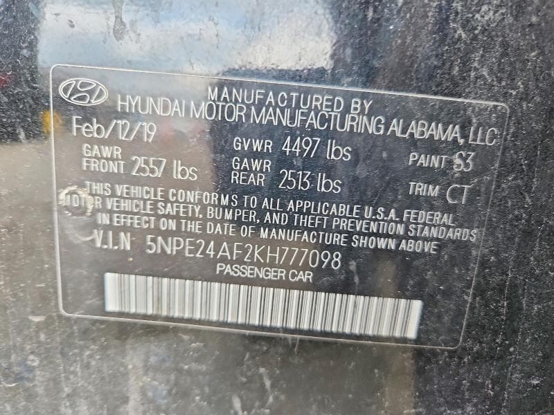 2019 HYUNDAI SONATA SE SE 12