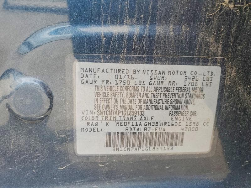 2016 NISSAN VERSA 1.6 SV 12