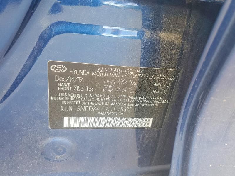 2020 HYUNDAI ELANTRA SEL SEL 12