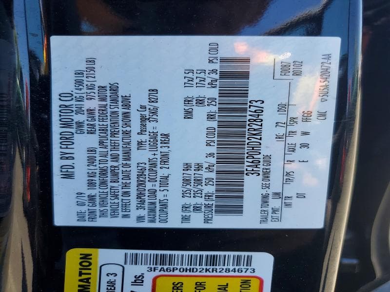 2019 FORD FUSION SE SE 12