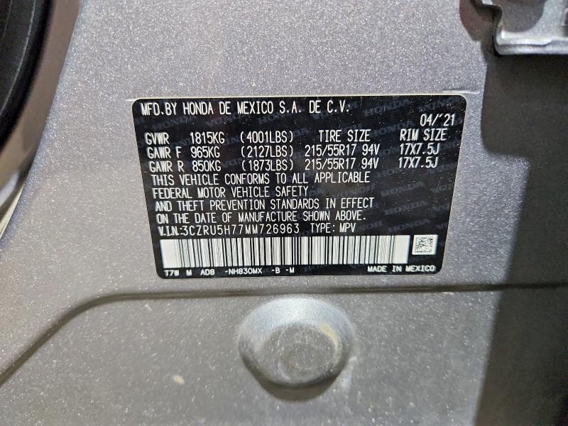 2021 HONDA HR-V EXL 13