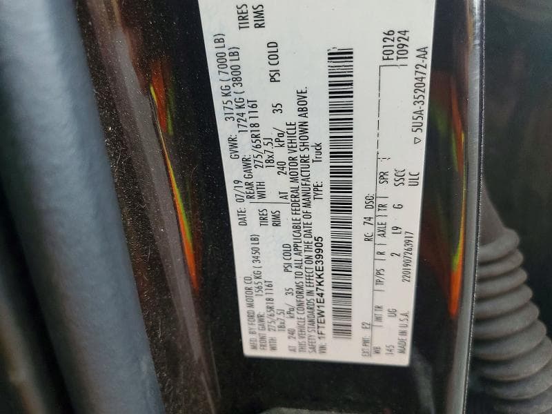 2019 FORD F150 SUPERCREW 12