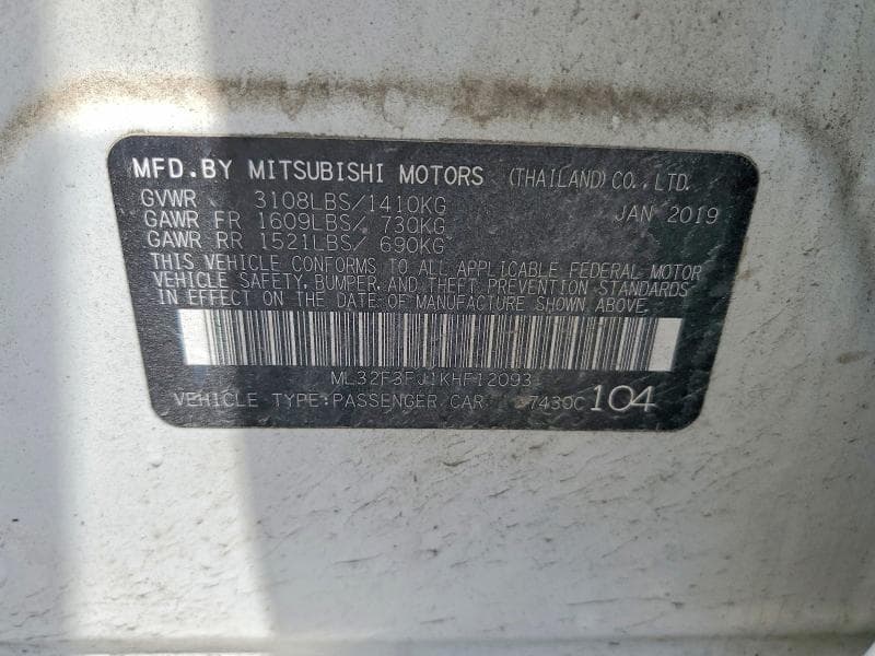 2019 MITSUBISHI MIRAGE G4 ES 12