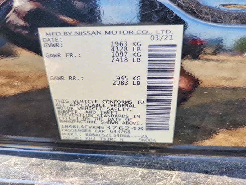 2021 NISSAN ALTIMA SR 12