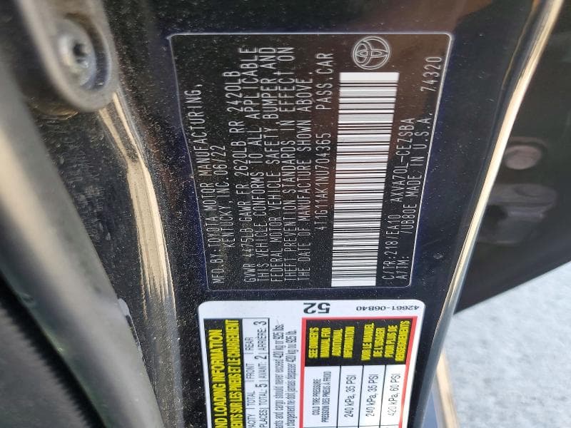 2022 TOYOTA CAMRY SE 12