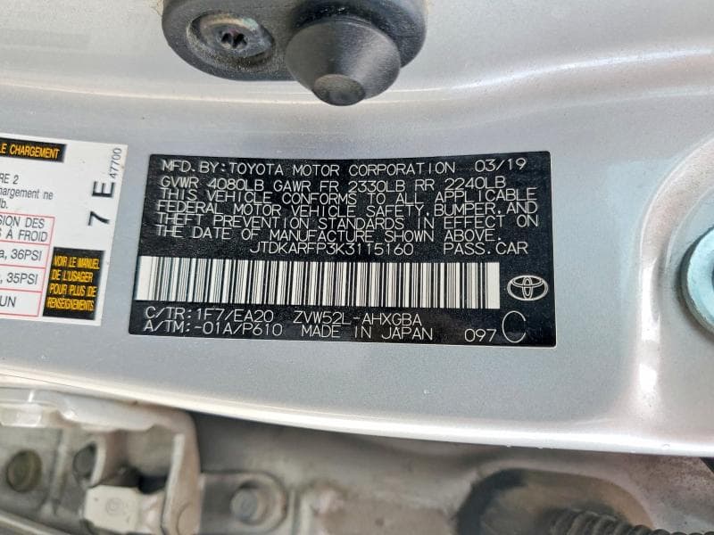2019 TOYOTA PRIUS PRIME PREMIUM PREMIUM 12