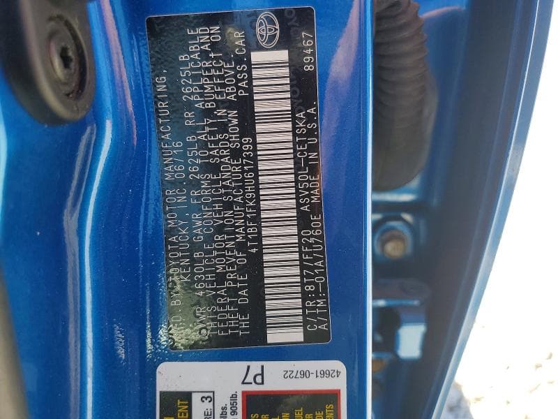 2017 TOYOTA CAMRY SE SE 12