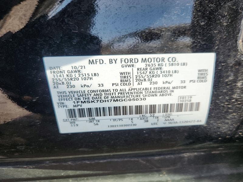 2021 FORD EXPLORER XLT XLT 13