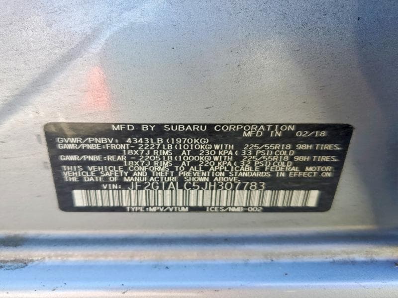 2018 SUBARU CROSSTREK LIMITED 13