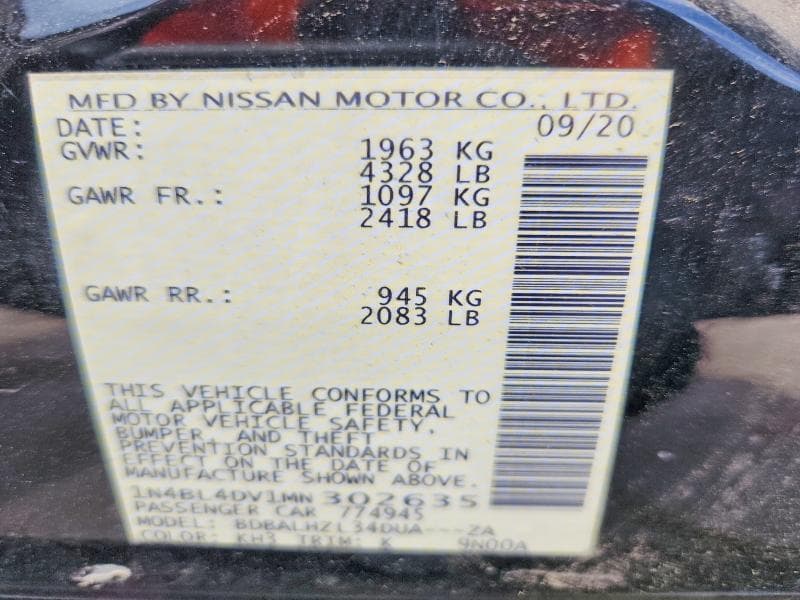 2021 NISSAN ALTIMA SV 13