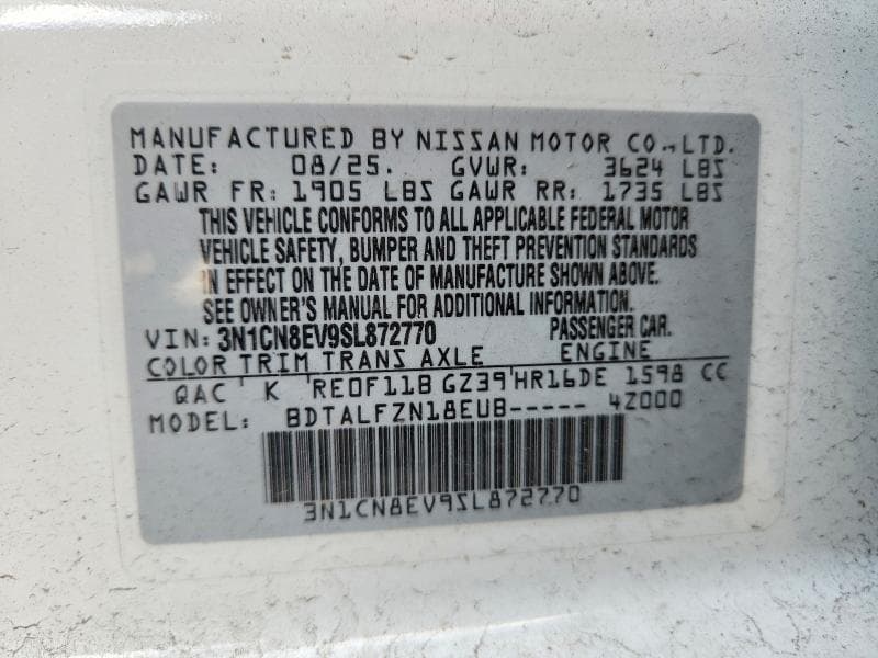 2025 NISSAN VERSA SV 12