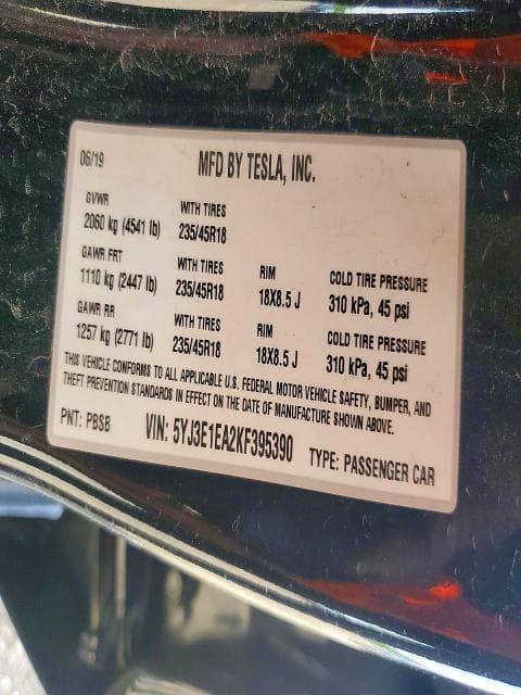 2019 TESLA MDL 3 13