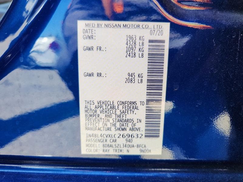 2020 NISSAN ALTIMA SR 13