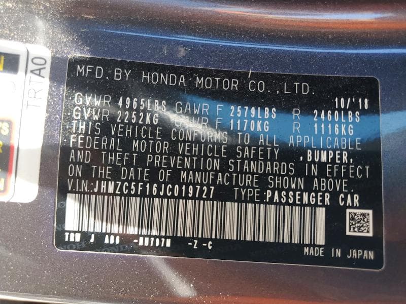 2018 HONDA CLARITY 13