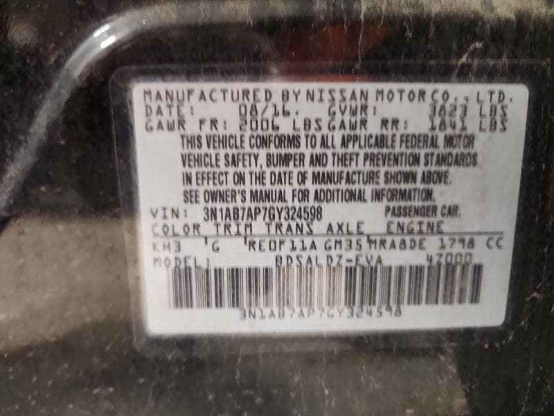 2016 NISSAN SENTRA SV SV 12
