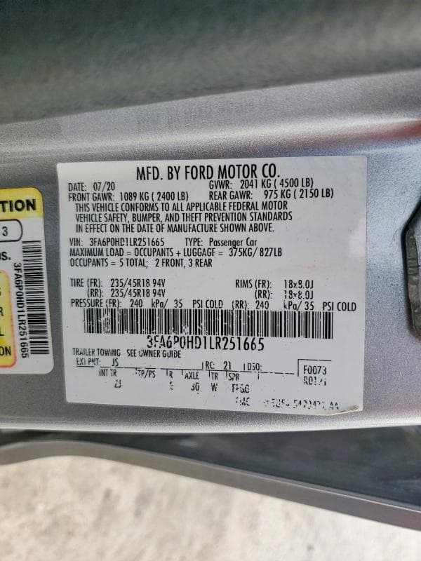 2020 FORD FUSION SE 12