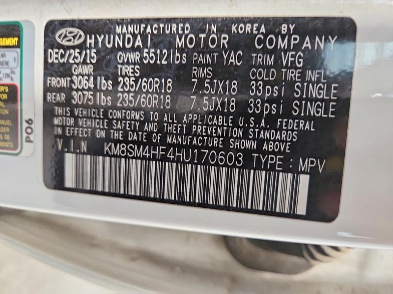 2017 HYUNDAI SANTA FE SE SE 12